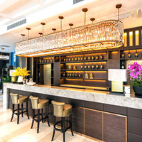 Grand lustre suspendu en cristal LED pour hall d'hôtel, bar, restaurant et décoration commerciale haut de gamme