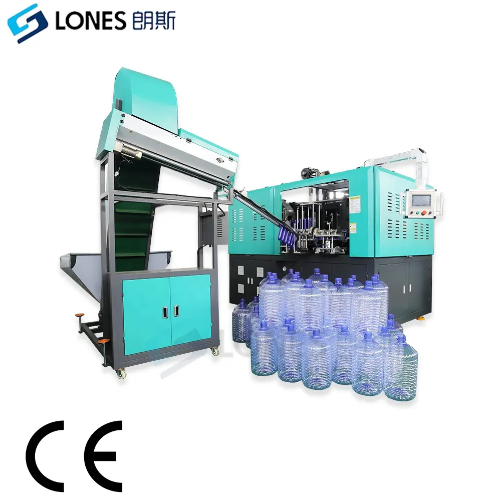 آلة نفخ زجاجات المياه ذات الدورة أحادية الاستعمال من 10 لتر إلى 20 لترًا من طراز LS-A1-20L تعمل بتخزين الطاقة والمسافة والضبط التلقائي