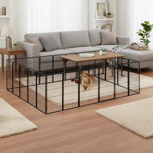 Grand enclos pliable pour chien en acier thermolaqué noir, portillon pour animaux de compagnie, style moderne rectangulaire pour intérieur - Product Image 2