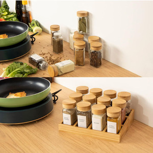 Bamboo <b>Spice</b> <b>Rack</b> Square Multi Compartment Storage Organizer <b>For</b> Kitchen Countertop Standing Type - Product Image 3