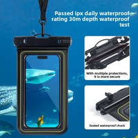 Pochette étanche pour téléphone en PVC flottant, compatible avec les écrans tactiles, avec cordon à une seule extrémité pour la plage, la natation, la plongée, le rafting