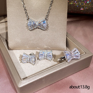 Set di Gioielli con Fiocco per Donne, Collana, Orecchini e Anello per Uso Quotidiano, Stile Moda - Product Image 4