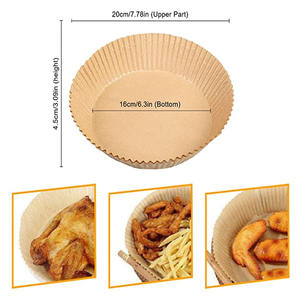 Venta al por mayor personalizado desechable a prueba de aceite a prueba de grasa 16cm 20cm <span class=keywords><strong>Airfryer</strong></span> pergamino hornear papel de silicona Liner bandeja de papel para freidora de aire - Product Image 2
