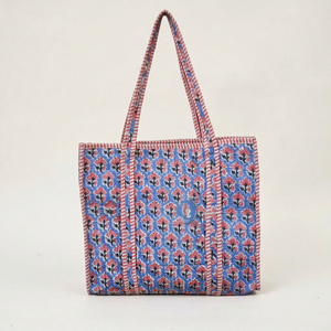 Sac fourre-tout bohème en toile avec motif floral rose, ouvert en dessus, sac de shopping pour femme, utilisable toute l'année - Product Image 1