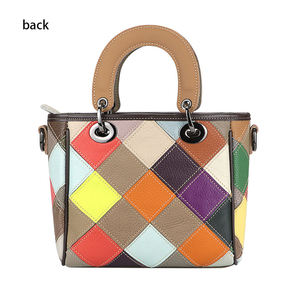 AndoBag Genuine Leather Handbag <b>for</b> <b>Women</b> Color Stitching Plaid Crossbody Shoulder <b>Bags</b> Fashion <b>for</b> <b>Womens</b> <b>Bucket</b> Handbag 1816 - Product Image 2
