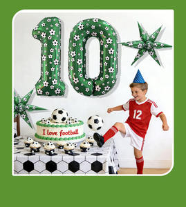 Ballon géant de 40 pouces en forme de chiffre de football noir, blanc et vert – Décorations pour fêtes d'<span class=keywords><strong>anniversaire</strong></span> et événements sportifs (7e <span class=keywords><strong>anniversaire</strong></span>) - Product Image 3