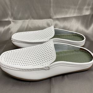 Mocassins d'extérieur en cuir véritable grande taille pour hommes, respirants, antidérapants, pour l'été, à talon ouvert - Product Image 2