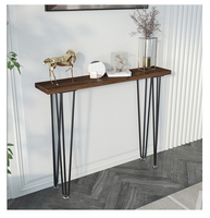 Console contemporaine américaine en bois massif, table d'appoint moderne et simple avec bande en fer forgé, longue et étroite, pour entrée, mur latéral, maison, chambre