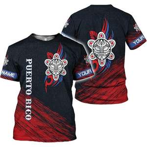 Camiseta con el Símbolo del Escudo de Armas de Puerto <span class=keywords><strong>Rico</strong></span>, Estilo Bandera de Puerto <span class=keywords><strong>Rico</strong></span>, con la Cruz de la Cruz de la Trinidad, al por Mayor, Negra y Blanca, para <span class=keywords><strong>Hombre</strong></span> - Product Image 3