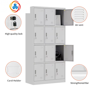 Casier de rangement en acier à 12 portes, structure KD, armoire métallique pour chaussures, armoire à vêtements en fer, casier à casques avec serrure à clé - Product Image 3