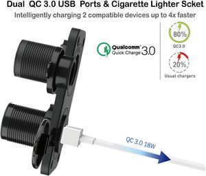 QC 3.0 <span class=keywords><strong>presa</strong></span> USB <span class=keywords><strong>12</strong></span> V barca marina impermeabile accendisigari <span class=keywords><strong>presa</strong></span> Splitter <span class=keywords><strong>12</strong></span> <span class=keywords><strong>volt</strong></span> DC adattatore caricabatterie Kit fai da te - Product Image 4