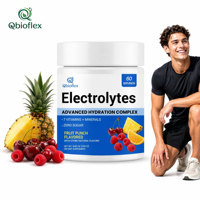 Poudre d'électrolytes hydratante Qbioflex OEM/ODM, saveur punch aux fruits, enrichie en 7 vitamines et minéraux pour soutenir le système immunitaire