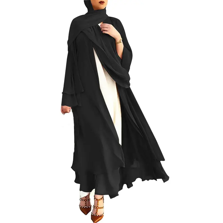 Fashion diskon besar Dubai Muslim lengan panjang Abaya mewah sifon Abaya grosir pakaian Islami murah Turki gaun Abaya