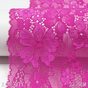 Bright Rose Red Ren Đàn Hồi Ren Cao Stretch Flower Ren 23Cm Rộng Spandex Vải Cho Áo Ngực - Product Image 4