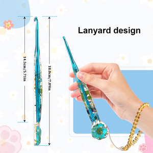 Crochets de <span class=keywords><strong>crochet</strong></span> en résine cristalline à motif griffe de chat floral, multi-tailles, ensemble de crochets de <span class=keywords><strong>crochet</strong></span> allongés faits à la main, outil portable pour le bricolage - Product Image 6