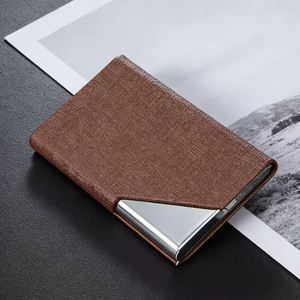 PU Leather & Stainless Steel Business Cards Holder <b>Metal</b> Card Holders Slim Business Card Case <b>Wallet</b> - Product Image 6