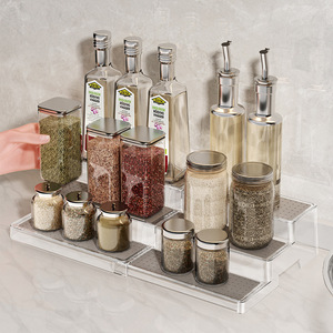 Condiment Storage Rack 3 Tier Rectangular Desktop Organizer For Kitchenware Toy Display Multi Layer Rack - Product Image 2