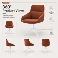 Chaise de réunion ergonomique pivotante moderne avec dossier en mousse moulée et base en fer blanc pour bureau et salon