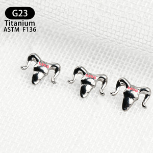 Boucles d'oreilles clous en titane G23 ASTM F136, bijoux de piercing unisexe tendance - Product Image 3