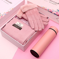 Regalos de aniversario personalizados con logotipo Bufandas Taza termo Guantes Conjuntos de invierno para negocios Gracias Fiesta de bienvenida Celebración