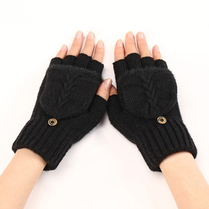 Gants d'hiver pour femmes HZS-25053, doigts visibles, côtelés, doublure moelleuse, <span class=keywords><strong>rabat</strong></span>, mitaines chaudes en tricot pour femmes - Product Image 2
