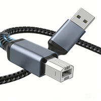 Cable USB para Impresora de Alta Calidad, Cable USB Trenzado de Nailon de 1m 1.5m 2m 3m 5m 10m, Tipo USB A a B, Personalizado de Fábrica