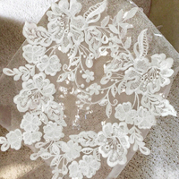 Accessoires de coiffure de mariée DIY, patchs brodés en dentelle de maille, appliques 100% polyester élégantes pour robe de mariée, de 3'' à 3 7/8''