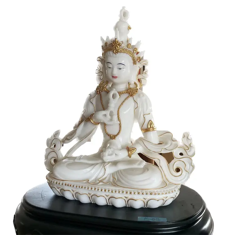 Hot Sale Customized Size Natural White Jade Stone Carved Small Tibetan Antique Buddhist Tara Buddha Statues