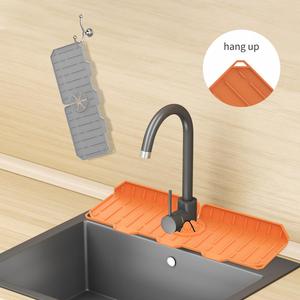 Tapis absorbant en silicone personnalisé pour robinet, support pliable pour éponge, égouttoir d'évier, protection de comptoir de salle de bain et de cuisine, vente en gros - Product Image 4
