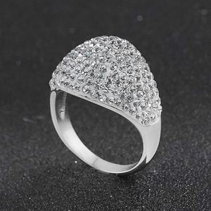 Bagues personnalisées en acier inoxydable de luxe, entièrement pavées de zircons cubiques, pour mariage, pour femme - Product Image 1