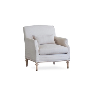 <span class=keywords><strong>Fauteuil</strong></span> d'appoint style campagne française avec housse amovible, revêtement en <span class=keywords><strong>lin</strong></span> et pieds en bois, structure en bois vieilli avec housse amovible - Product Image 2