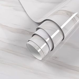 Tem dán tường giả đá cẩm thạch trắng 3D, chất liệu vinyl, dán và bóc dễ dàng, chống thấm, tự dính, dùng cho mặt bếp - Product Image 1