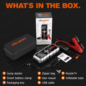 เครื่องช่วยสตาร์ทรถยนต์แบบพกพา 21800mAh 12V พร้อมพอร์ต Type-C ชาร์จเร็ว 18W ช่องเสียบ USB คู่ ที่สูบลมยาง 150PSI ไฟฉุกเฉิน - Product Image 4