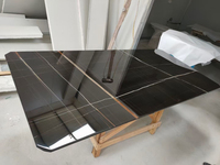 Table basse de luxe norvégienne en marbre naturel Nero Marquina pour le salon