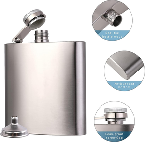 Ensemble de flacons à liqueur noirs en acier inoxydable de 6 oz, étanches, portables, avec entonnoir offert, pour célébrer le 250e anniversaire - Product Image 4