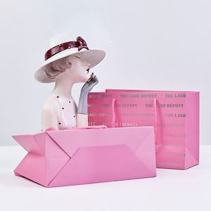 ถุงกระดาษแข็งพิมพ์โลโก้สีเงินร้อน พิมพ์สีชมพูเต็มใบ ถุงกระดาษแข็งสำหรับช้อปปิ้ง - Product Image 5
