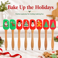 Spatule en silicone artisanale de Noël, avec manche en hêtre, outil de cuisson tout-en-un pour le beurre et la colle, de qualité alimentaire et résistant à la chaleur, en stock