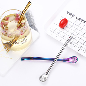 Bombilla de Acero Inoxidable de 155 mm de Alta Calidad con Cuchara Filtrante Reutilizable para Té <span class=keywords><strong>Yerba</strong></span> Mate Accesorios de Bar Nuevo para Uso Comercial y Alimentario - Product Image 3