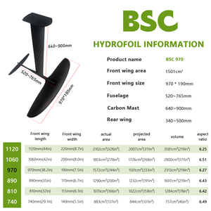 AXIS Beginner Friendly Carbon Hydrofoil BSC 970 แผ่นไฮโดรฟอยล์คาร์บอนสำหรับผู้เริ่มต้น ลื่นไหล ควบคุมง่าย ปีกแบบโปรเกรสซีฟ เหมาะสำหรับฝึกซ้อมฟรีไรด์ - Product Image 2