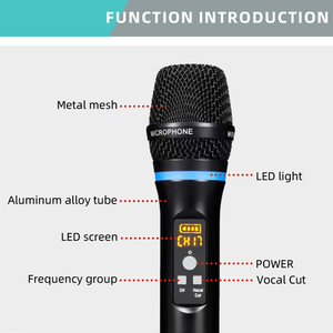 Sistema de Micrófono Inalámbrico de Doble Canal con Bluetooth y DSP Anti-Regollos para Actuaciones Profesionales en Escenario - Product Image 2