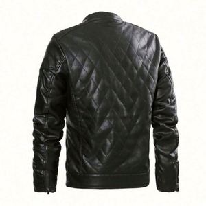 Blouson en similicuir PU noir coupe motard, col montant, coupe-vent, teint sur mesure, haute qualité, pour homme, vente en gros - Product Image 4