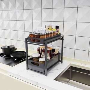 Étagère de rangement sous l'évier, planche à découper, support pour couvercles de casseroles, comptoir, étagère de rangement en fer forgé laminé - Product Image 4