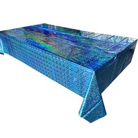 Nappe jetable en plastique turquoise scintillante, rectangulaire, en PE, pour décorations de fête d'anniversaire ou de pique-nique