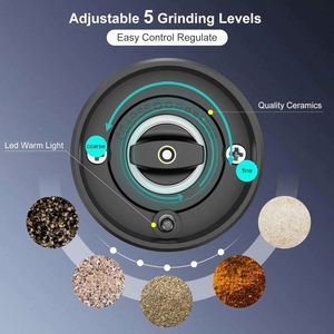 Electric Salt <b>Pepper</b> <b>Grinder</b> Set Automatic <b>Pepper</b> Mill Refillable Adjustable Coarseness LED Light USB Rechargeable 70ml Capacity - Product Image 5