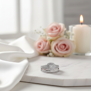 Bagues de mariage, vente en gros, ensemble d'alliances de mariage, diamant rond naturel 1.20, or blanc 10K au meilleur prix - Product Image 3