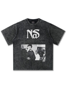 T-shirt graphique vintage Nas pour homme, coton lourd 300G, imprimé portrait rétro années <span class=keywords><strong>90</strong></span> Hip Hop <span class=keywords><strong>Rap</strong></span>, streetwear oversize - Product Image 5