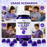 Gummies de mélatonine végétaliennes pour le cerveau et le sommeil, marque privée, OEM/ODM, concentration et sommeil, 60 gummies, complément alimentaire