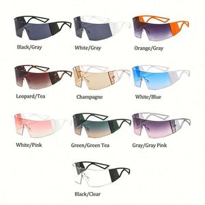 แว่นกันแดดแฟชั่นทรงโค้งใหญ่รุ่นใหม่ล่าสุดปี 2021 ป้องกันรังสียูวี 400 สำหรับผู้หญิง เลนส์ชิ้นเดียวไร้กรอบ - Product Image 6