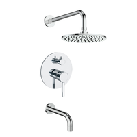 Mitigeur de douche thermostatique encastré IProSan en chrome avec cartouche céramique et pommeau de douche pluie rond