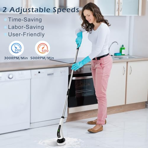 Electric Spin Scrubber <b>Scrub</b> Cleaning <b>Brush</b> Chargeable Cordless <b>Power</b> Scrubber With Extension Handle Adaptive <b>Brush</b> - Product Image 4